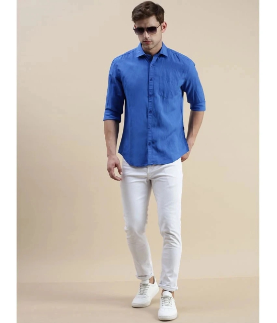 Showoff Cotton Blend Regular Fit Solids Full Sleeves Mens Casual Shirt - Blue ( Pack of 1 ) - None