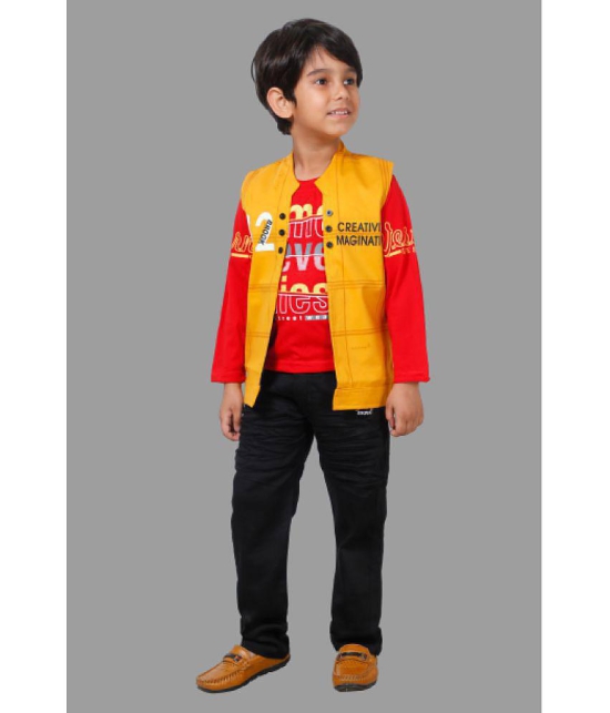 DKGF Fashion - Yellow Cotton Blend Boys Shirt & Pants ( Pack of 1 ) - None