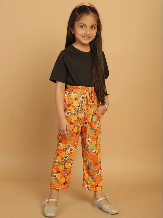 MINI & MING Girls Floral Printed Relaxed Low-Rise Easy Wash Trousers