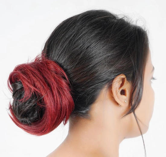 RefynHair - Messy Bun | Donut Scrunchie | High Density | High-Quality Human Hair Bun Extension for Effortless Volume and Sophistication | Burgundy