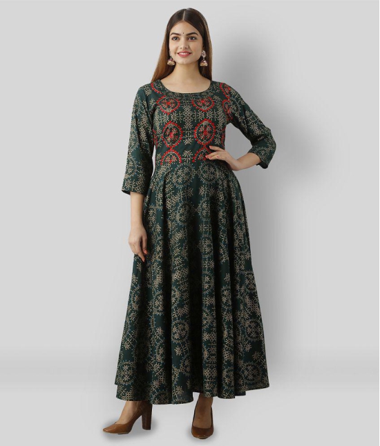 Lee Moda - Green Rayon Women''s Anarkali Kurti ( Pack of 1 ) - XL