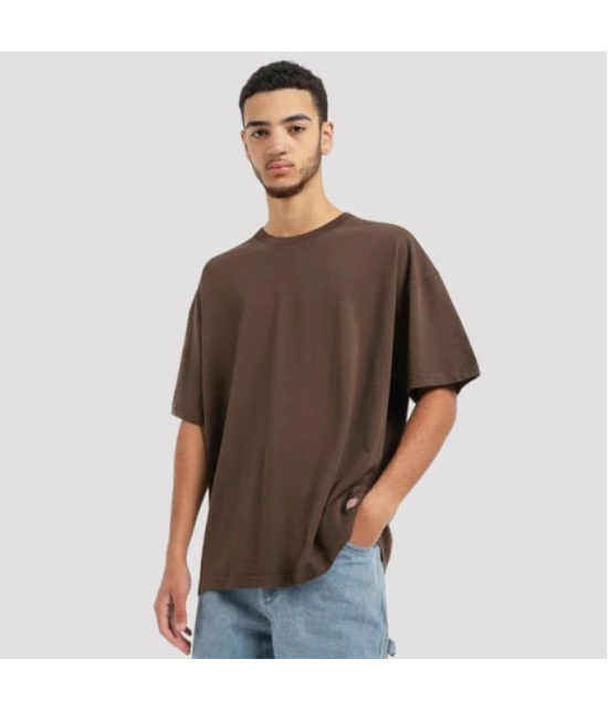 AKTIF - Brown Cotton Oversized Fit Mens T-Shirt ( Pack of 1 ) - None