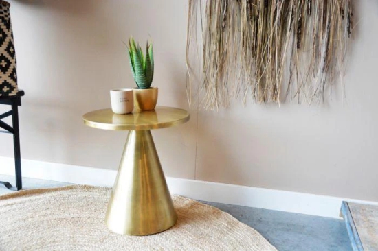 Brass Antique Side Table (Golden)-Golden