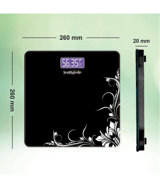 Healthgenie Electronic Digital Weighing Machine Bathroom Personal Weighing Scale-Black Pattern Black