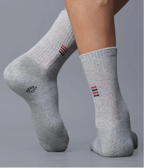 Dollar - Cotton Mens Solid Light Grey Mid Length Socks ( Pack of 3 ) - Light Grey