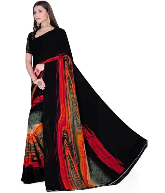 LEELAVATI - Black Georgette Saree With Blouse Piece ( Pack of 1 ) - Black