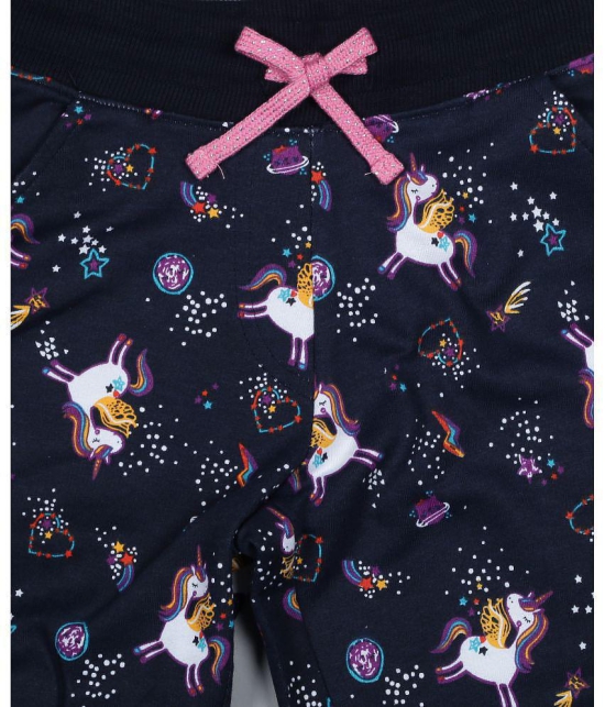 Plum Tree Girls Unicorn Print Jogger Track Pant- Navy - None