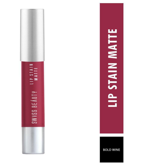 Swiss Beauty Lip Stain Matte Lipstick Lipstick (Bold Wine), 3gm