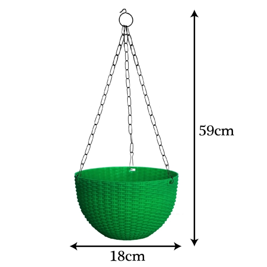 Kuber Industries Plastic Hanging Flower Pot for Balcony  Railing Set of 3 Green-18x18x59 cm-Kuber Industries Plastic Hanging Flower Pot for Balcony & Railing Set of 3 (Green)-18x18x59 cm