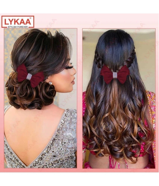 Lykaa Korean Style Hair Bows Barrette Hair Accessories For Girls And Women (Pack of 1) Red - Red