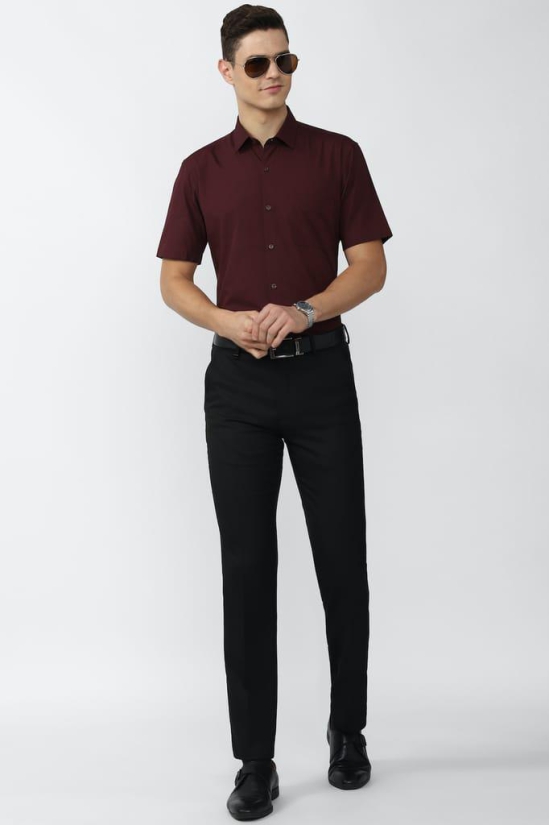 Men Maroon Regular Fit Formal Half Sleeves Formal Shirt