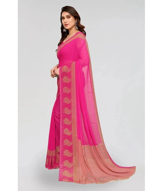 ANAND SAREES Georgette Printed Saree With Blouse Piece - Pink ( Pack of 1 ) - Pink