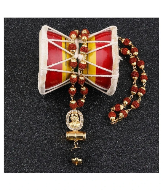 SILVER SHINE Gold Plated Traditional Rudraksh Mala SAI BABA Pendant Mala for Men and Women - Golden