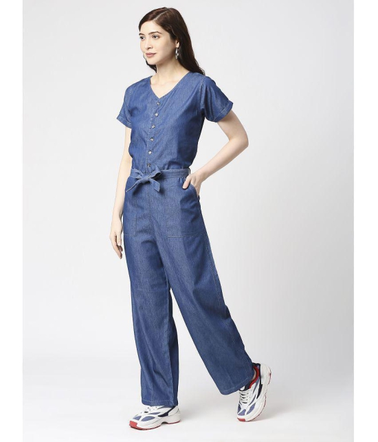 CEFALU - Blue Denim Regular Fit Women''s Jumpsuit ( Pack of 1 ) - None