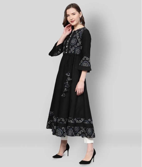 Yash Gallery - Black Cotton Blend Womens Flared Kurti - 3XL