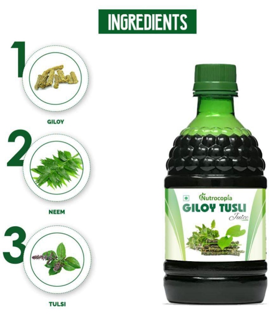 NUTROCOPIA Giloy Tulsi Juice | Fresh Tulsi and Giloy to Support Immune Health Pack of 1 of 400ML