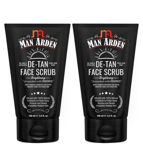 Man Arden De Tan Brightening Face Scrub - De-Tans & Exfoliates Skin - With Vitamin C, 100 ml (1+1 Free Offer)