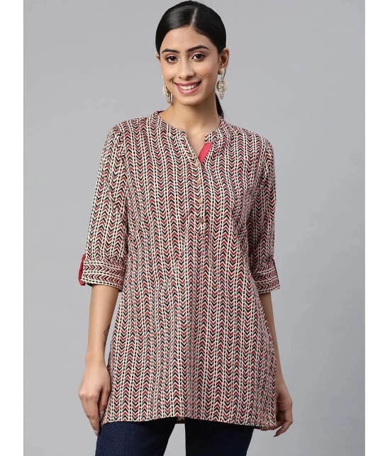 SVARCHI - Beige Cotton Womens Straight Kurti ( Pack of 1 ) - None