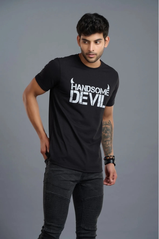 Handsome Devil Printed Black T-Shirt for Men S