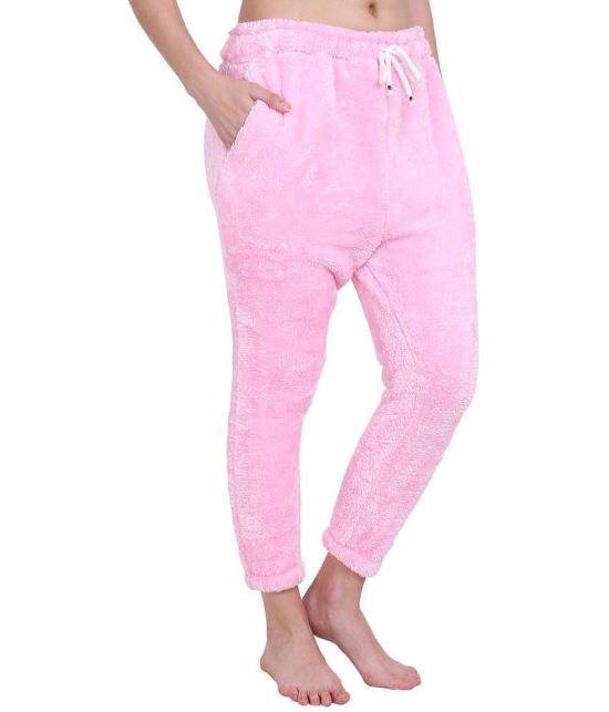 PPTHEFASHIONHUB - Pink Woollen Regular Womens Joggers ( Pack of 1 ) - None