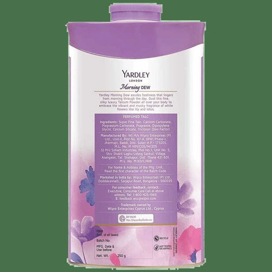 Yardley London Morning Dew Perfumed Talc, 250 g