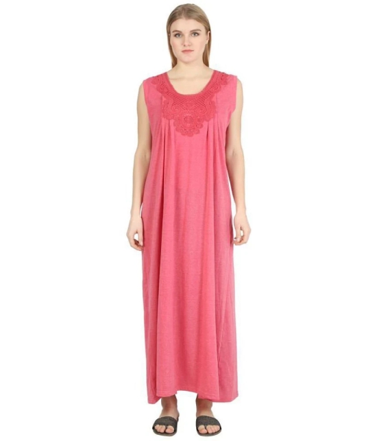 Affair - Pink Cotton Womens Nightwear Nighty & Night Gowns ( Pack of 1 ) - XL