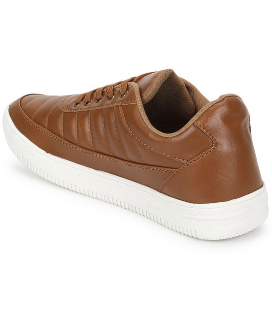 UrbanMark Mens Casual Shoes Faux Leather Sneakers -Tan - None