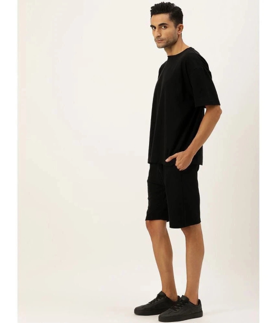 Bene Kleed Cotton Oversized Fit Solid Half Sleeves Mens T-Shirt - Black ( Pack of 1 ) - None