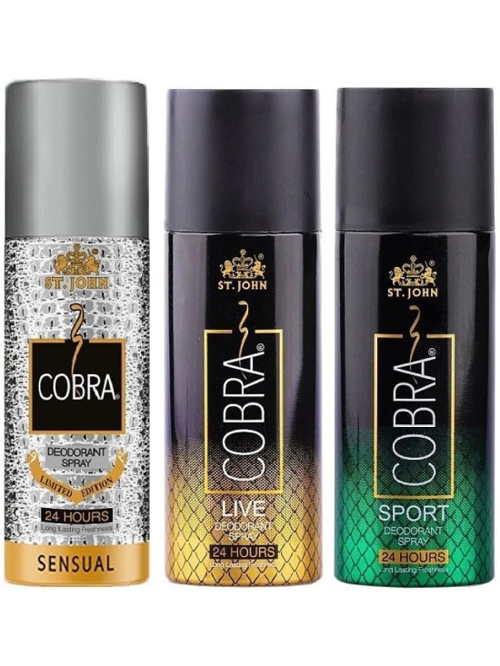 St. John Cobra Sensual ,Live & Sports 150ml Each Deodorant Spray for Men 150 ml ( Pack of 3 )