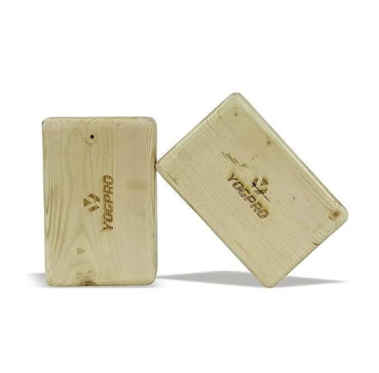 YOGPRO Premium Wooden Yoga Block, Eco-Friendly Pure Wood Yoga Block Brick, Provides Stability, Balance and Flexibility, for Yoga (pack of 2)