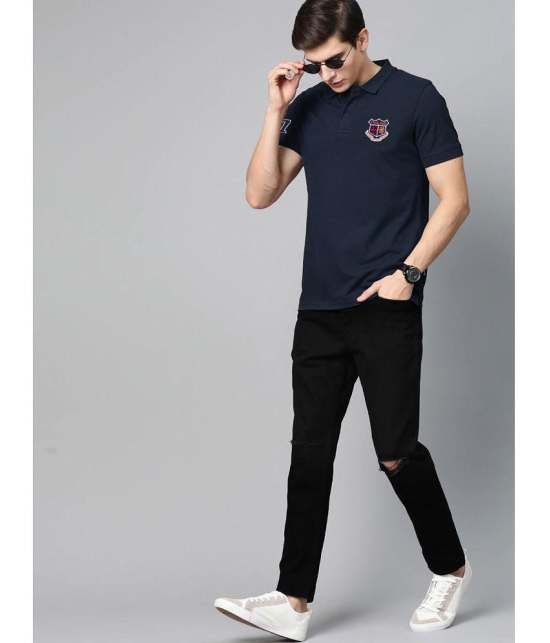 ADORATE - Navy Cotton Blend Regular Fit Men's Polo T Shirt ( Pack of 1 ) - None