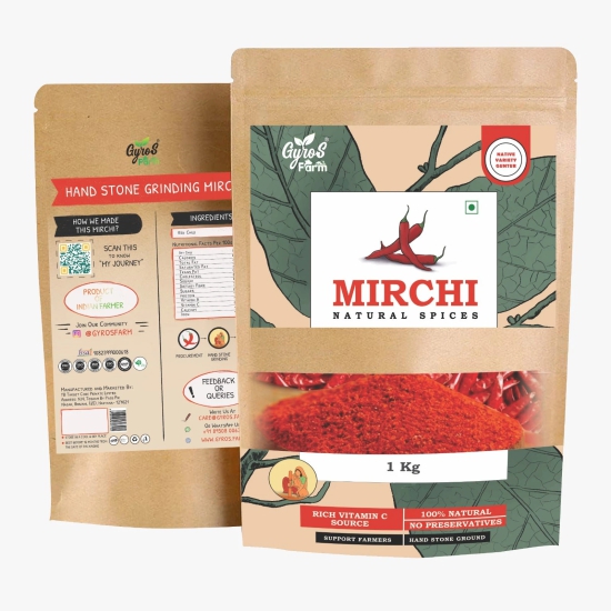 Mirchi Powder (Lal Mirch)  | Naturally Processed | 100% Natural | Sourced From Guntur | Made with Sun-Dried Chilies-1 Kg