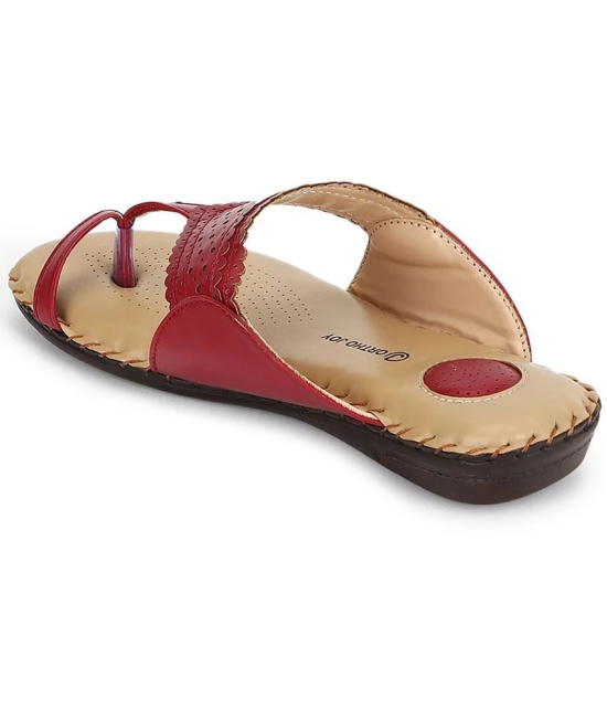 ORTHO JOY - Maroon Womens Flats - None