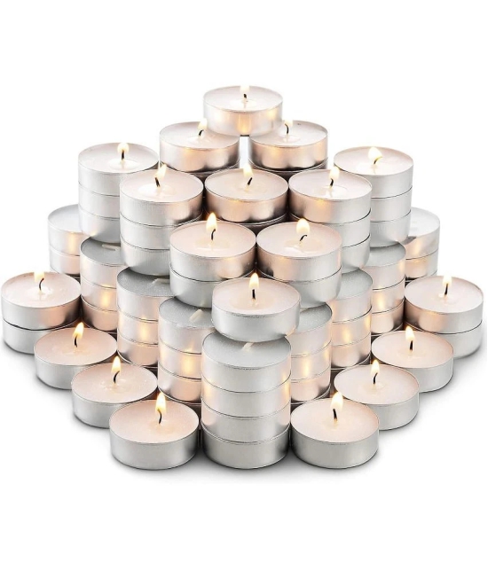 Manogyam White Wax Tea Light Candle 40 cm ( Pack of 2 )