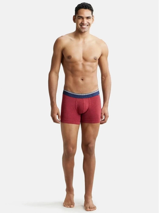 Jockey US60 Men Super Combed Cotton Elastane Solid Trunk - Red Melange - None