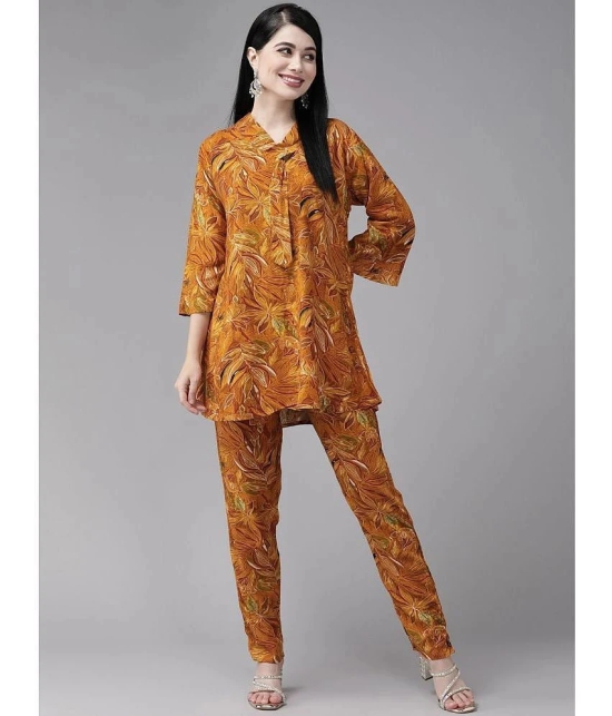 Aarika Womens Mustard Colour Floral Print Rayon Co-ord Set - None