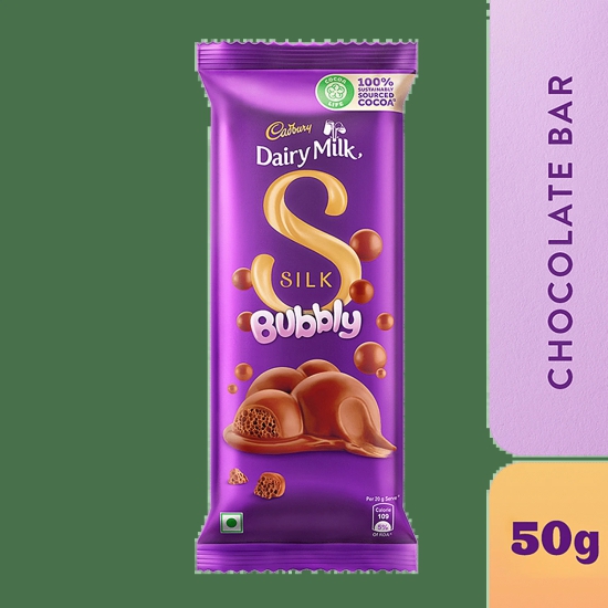 Cadbury Dairy Milk Silk Bubbly Chocolate Bar, 50 G