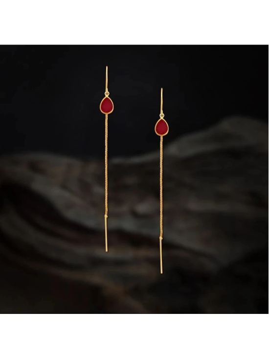 Drashti Collection Golden Threader Earrings ( Pack of 1 ) - Golden