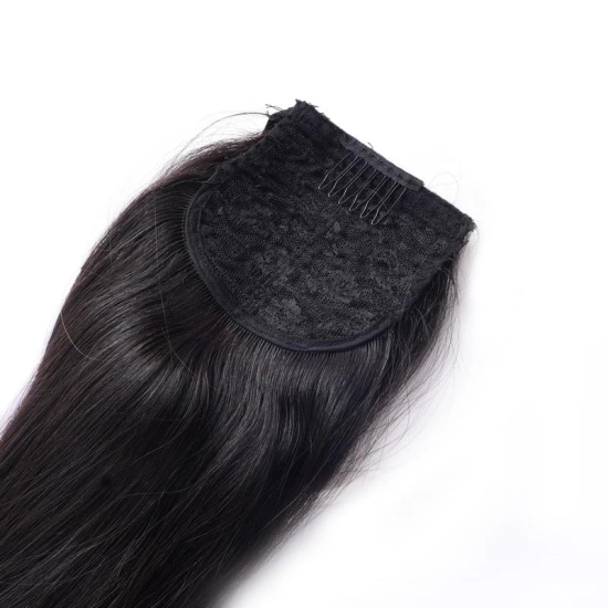 RefynHair - 100% Human Hair Ponytail Extension | 20 Inches | Natural Black | 60 Gr | Invisible | Seamless | Premium Remy | Versatile, Stylish, and Easy-to-Use for Any Look or Occasion