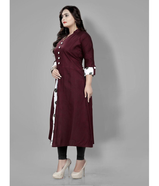 RIAANA - Maroon Cotton Womens Front Slit Kurti ( Pack of 1 ) - None