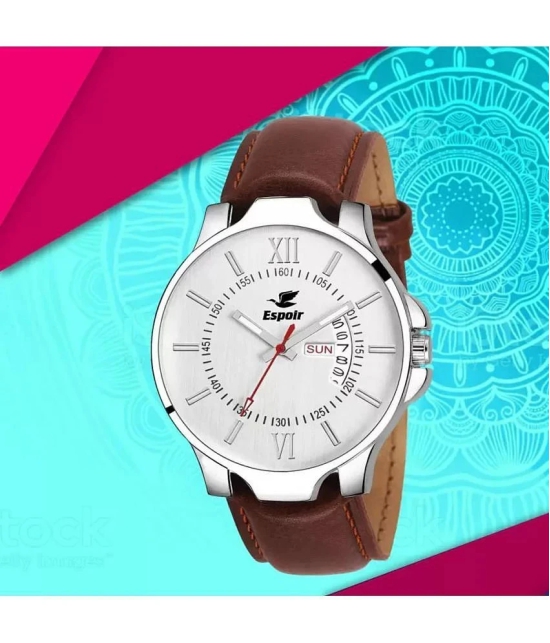 Espoir - Brown Leather Analog Mens Watch