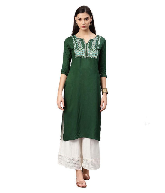 Alena - Green Rayon Women's Straight Kurti - L