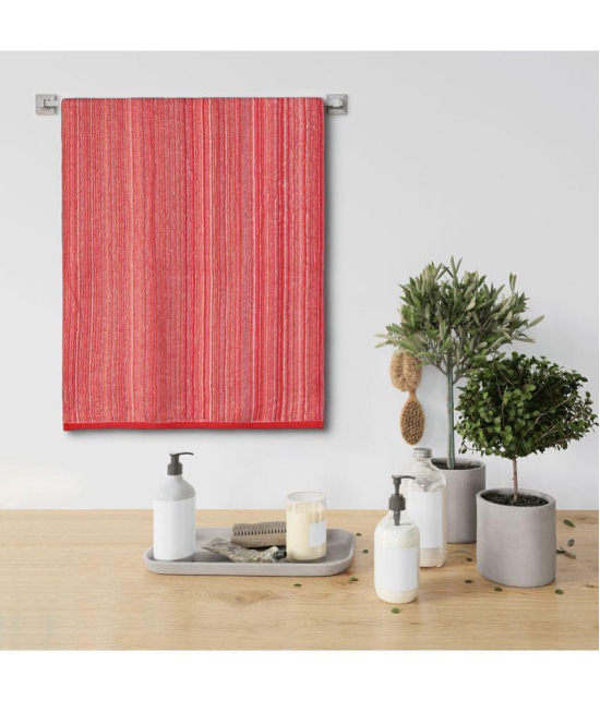 URBAN MAGIC - Cotton Red Striped Bath Towel ( 70x140 ) cm 475 -GSM ( Pack of 1 ) - Red