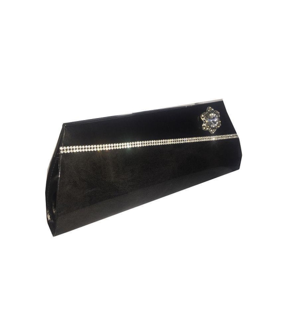 Apnav Black P.u. Magnit Button Fancy Clutch