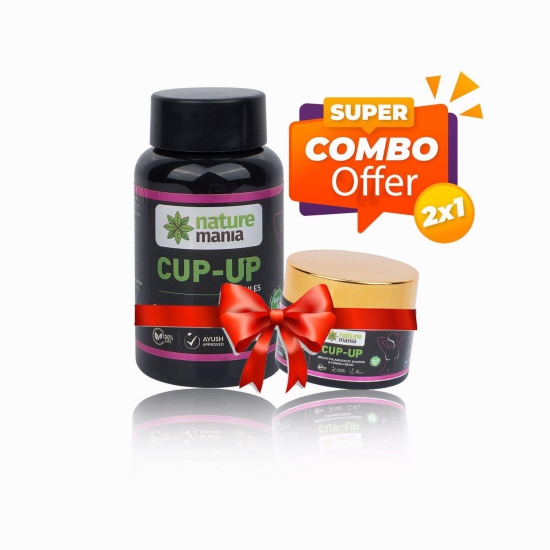 Nature Mania Cup Up Combo - Cup Up Capsule & Cup Up Cream |  Breast Enlargement Combo for Women