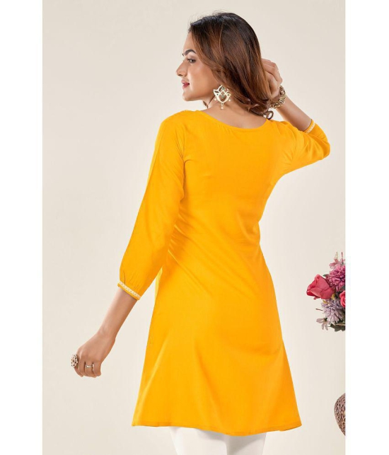 Glomee - Yellow Viscose Womens Tunic ( Pack of 1 ) - None