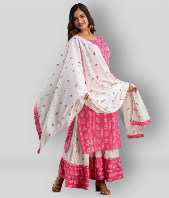 Lee Moda - Pink Straight Rayon Women's Stitched Salwar Suit ( Pack of 1 ) - XXL