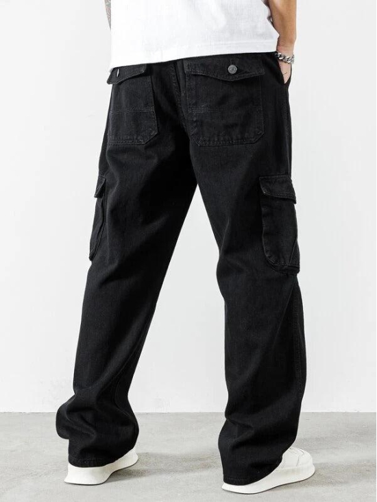 Black Baggy Men Cargo Jeans - Style and Function Combined-38