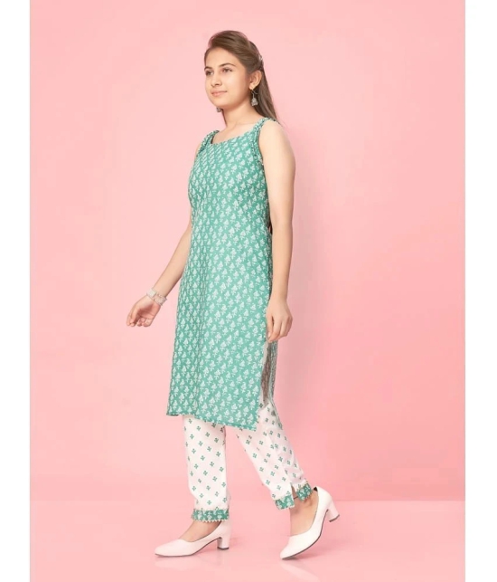 Aarika Sea Green Cotton Girls Kurti ( Pack of 1 ) - None