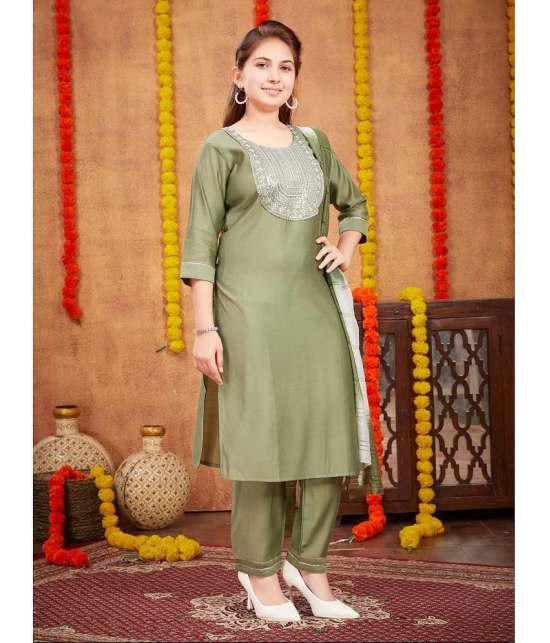 Aarika Green Silk Girls Kurta and Pant Set ( Pack of 1 ) - None